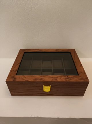 Scatola porta orologi in legno con vetro