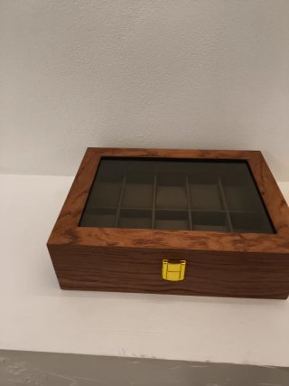 Scatola porta orologi in legno con vetro