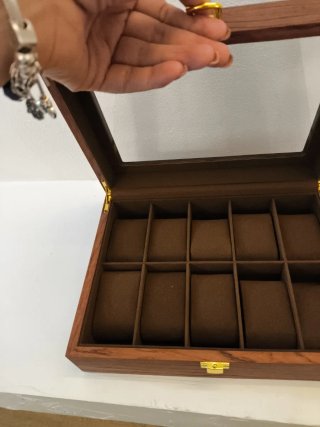 Scatola porta orologi in legno con vetro