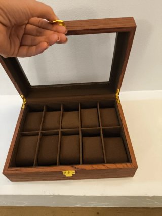 Scatola porta orologi in legno con vetro