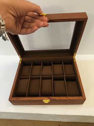 Scatola porta orologi in legno con vetro