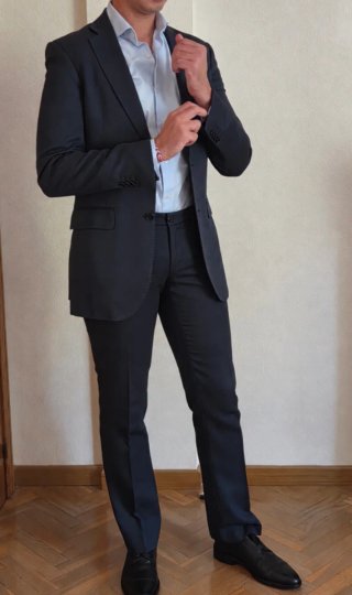 Traje Easy Wear azul marino tejido ojo de perdiz