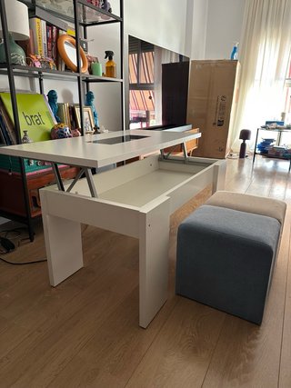 Mesa centro elevable + 2 pufs