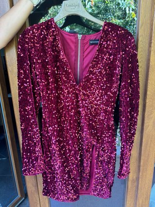 Abito rosso paillettes velluto