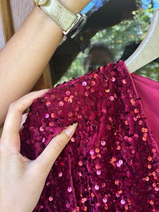 Abito rosso paillettes velluto
