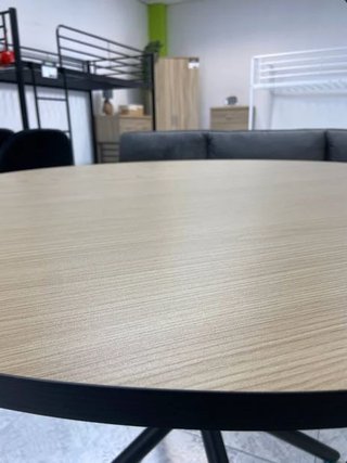 Mesa redonda 100cm madera y patas metal