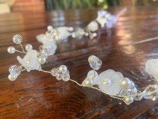 Diadema Novia Flores Perlas Cristal