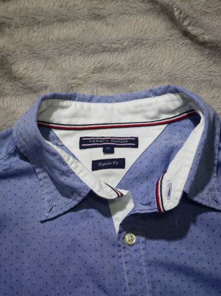 Camisa Azul Estampada Tommy Hilfiger