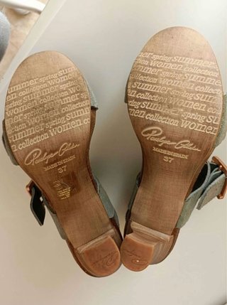 Sandalias tacón Penelope piel verde/marrón