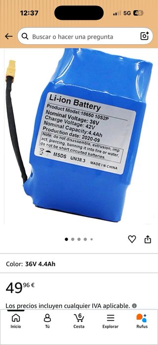 Batería de Litio SmartGyro 36V 4.0 Ah