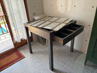 Mesa mostrador madera maciza 90x90x90