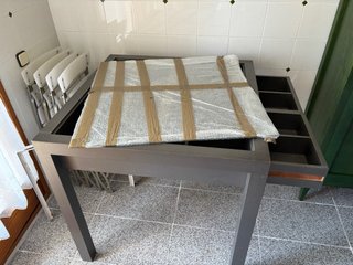 Mesa mostrador madera maciza 90x90x90
