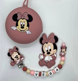 Kit Chupetero Mordedor Portachupetes Minnie