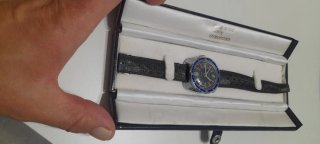 Estuche para reloj azul y dorado