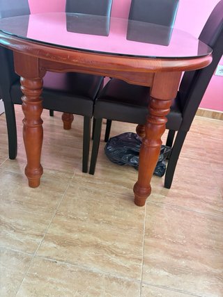 Mesa de comedor madera y cristal
