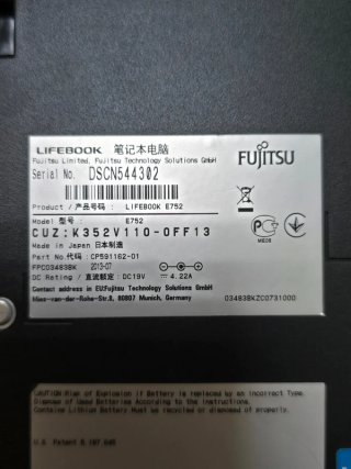 Fujitsu Lifebook E752 i7 16GB ssd+hdd Negro