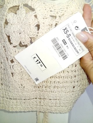 Top Zara Crochet Beige Talla Única