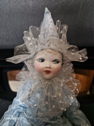 Muñeca Arlequín Vintage Azul