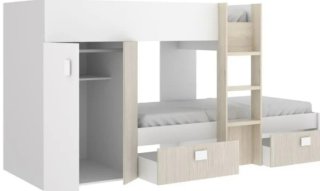 Litera Tren Madera Blanca y roble