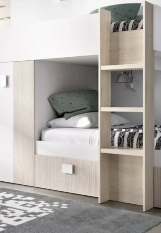 Litera Tren Madera Blanca y roble
