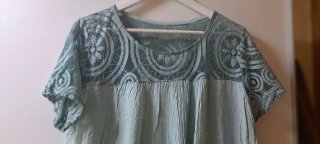 Blusa verde con plumeti y encaje