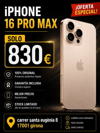 iPhone 16 Pro Max 256GB Oferta 830€