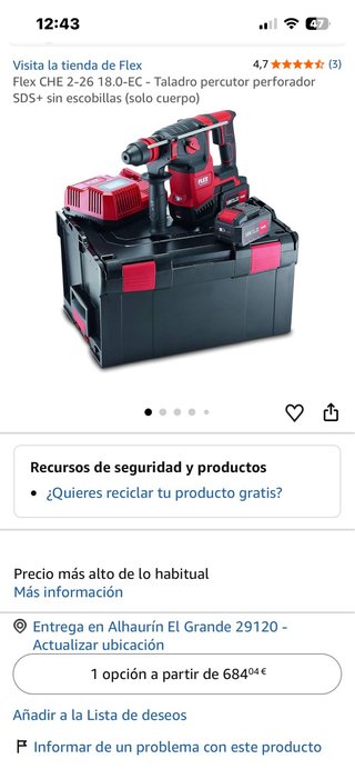 Taladro percutor Flex SDS+ sin escobillas