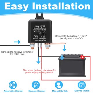 Desconectador de batería de coche, 12V 200A