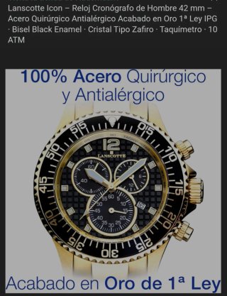 Reloj Lanscotte Dorado Cronógrafo 42mm