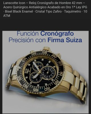 Reloj Lanscotte Dorado Cronógrafo 42mm