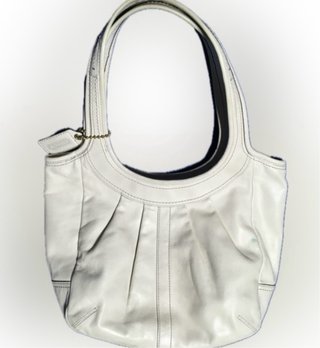 Bolso Coach Ergo Pleated Hobo Piel Blanco Vintage