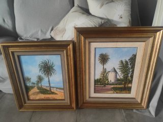 2 Cuadros Decorativos Palmeras y Molino