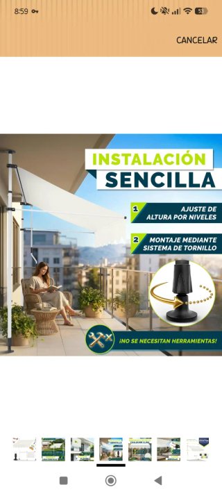 Toldo para jardín o terraza beige. Marca Tillvex