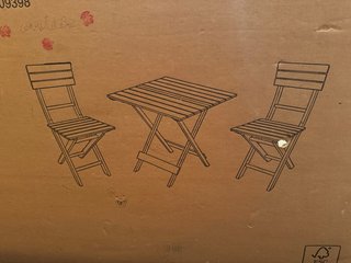 Mesa Terraza Acacia + 2 Sillas Sin Estrenar