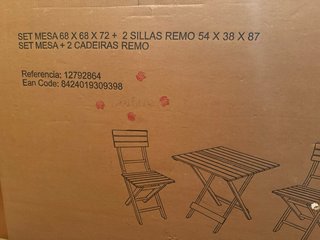Mesa Terraza Acacia + 2 Sillas Sin Estrenar