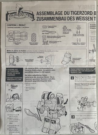 Manual Power Rangers Tigrezord Blanco Bandai
