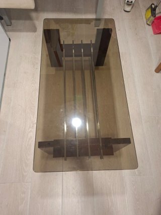 Mesa de diseño retro madera y cristal