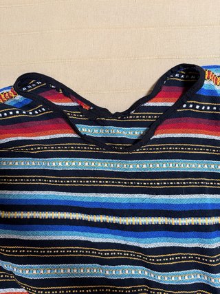 Poncho Mexicano Rayas Pompones