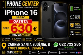 iPhone 16 Negro Oferta 630€
