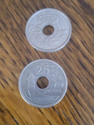 2 Monedas 25 Pesetas España Juan Carlos I