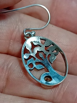 Pendientes Plata Ley Árbol Vida Piedra cítrino