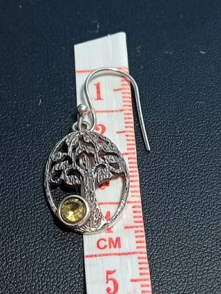 Pendientes Plata Ley Árbol Vida Piedra cítrino
