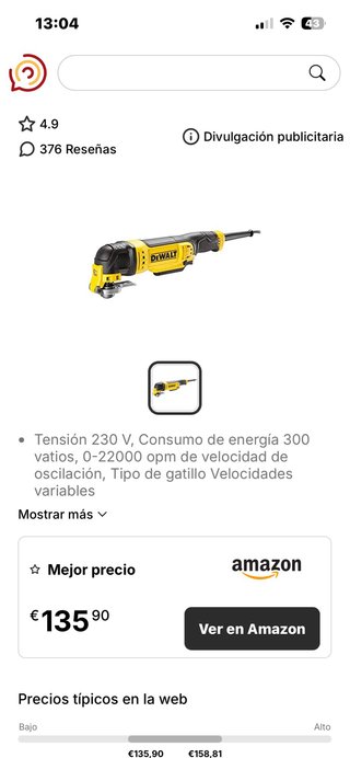 Lijadora cortadora Dewalt 300W