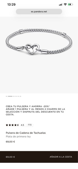 Pulsera Pandora Corazón Plata