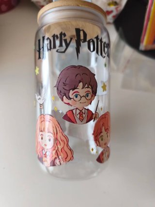 Vaso Harry Potter con tapa de bambú