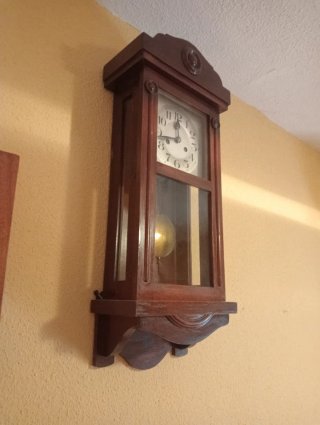 Reloj de Pared Antiguo Madera y Metal
