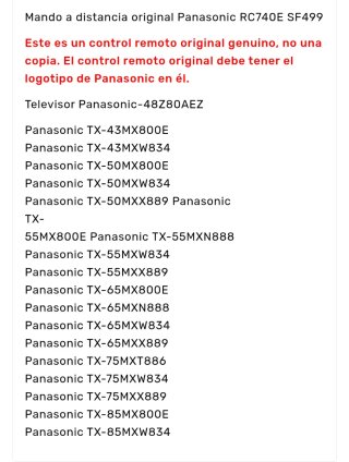 mando distancia Panasonic original SF 499 SIN USO