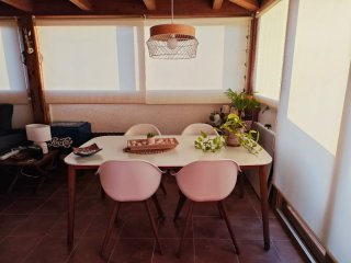 Mesa comedor 1,70m madera y blanco
