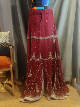 Falda seda bordado boda India