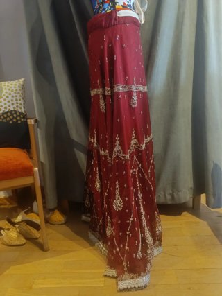 Falda seda bordado boda India